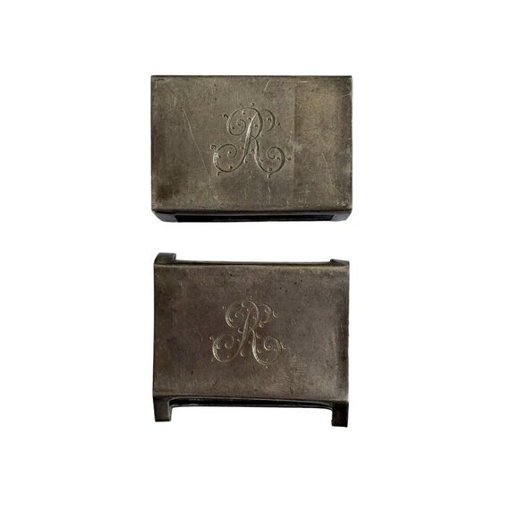 Vintage Sterling Silver Matchbox Holder Engraved "R" Pair of 2 23 grams - Picture 1 of 7